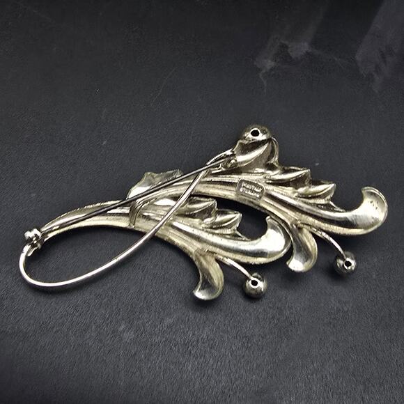 Forstner Sterling Weeping Flower Leaf Brooch Vintage Jewelry - Picture 7 of 7